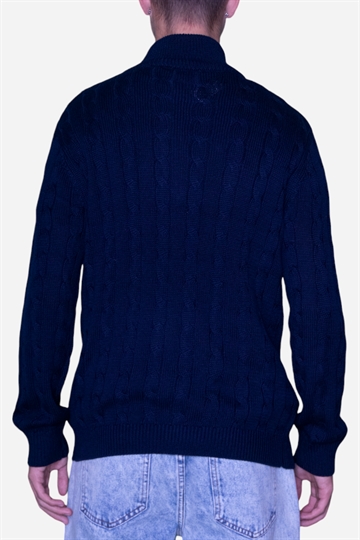 Basic- Half Zip Cable Knit - Navy